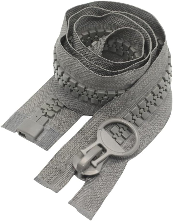 YaHoGa 24 Inch #20 Super Large Separating Plastic Zipper for Sewing Grey | Giant Huge Heavy Duty Resin Zipper for Tents Coats Overcoats Boat Cover