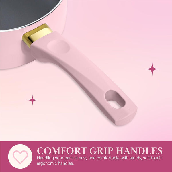 Paris Hilton Epic Nonstick Pots and Pans Set, Multi-layer Nonstick Coating, Tempered Glass Lids, Soft Touch, Stay Cool Handles, Made without PFOA,