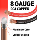 8 Gauge Wire (50FT Red) SGANGCAR True Spec Power Ground Wire Cable with 10 Lugs, 10 Heat Shrink Wrap,Copper Clad Aluminum CCA,for