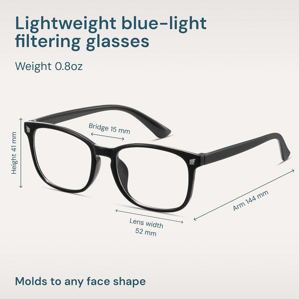 Gaoye Black Blue Light Glasses for Computer & Gaming - Anti UV Ray Lenses, Scratch-Resistant & Comfort Fit Medium **Light Black 1