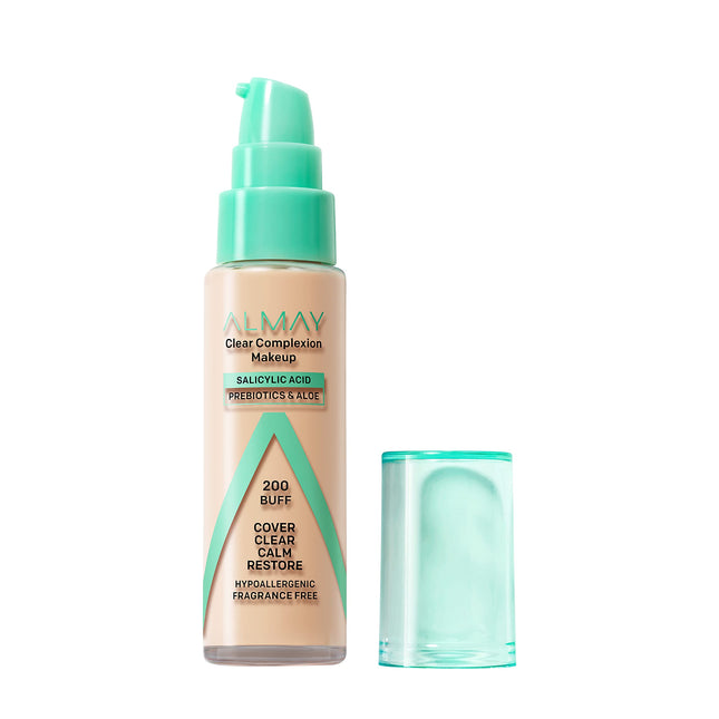 Almay Clear Complexion Acne Foundation Makeup with Salicylic Acid, Medium Coverage, Soft Matte Finish, Hypoallergenic, C