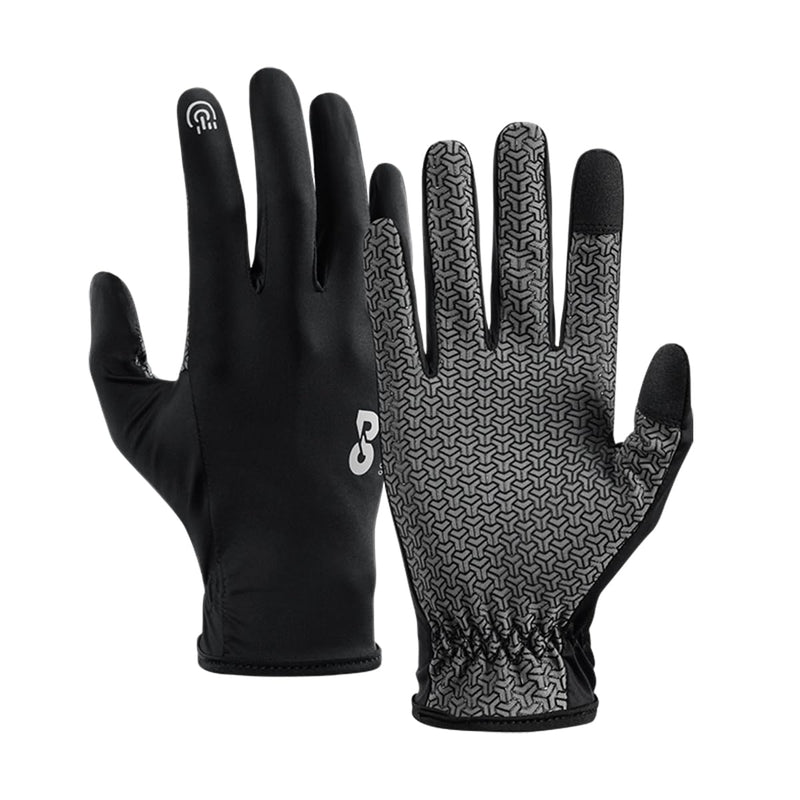 SUJAYU Full Finger Thin Hiking Gloves Women Men, Light Touchscreen UV Gloves for Hiking Running Workout Driving Women Men Black Small