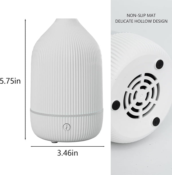 Oil Diffuser,100ML Mini Aromatherapy with USB Cable & Adapter, 7 Colors Lights Mode Waterless Auto Off for Car Home Office Room (USB Power) White