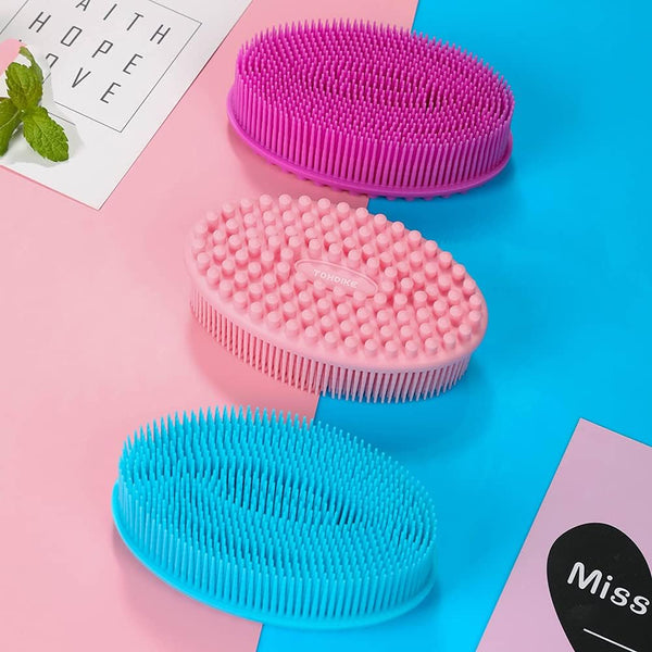 TDHDIKE Silicone Body Scrubber Loofah - Set of 3 Soft Exfoliating Body Bath Shower Scrubber Loofah Brush for Sensitive Kids Women Men All Kinds of
