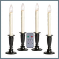 Celestial Lights Set of 4 Battery Operated Window Candles with Remote Control - (Black Onyx) Black Onyx Remote Control