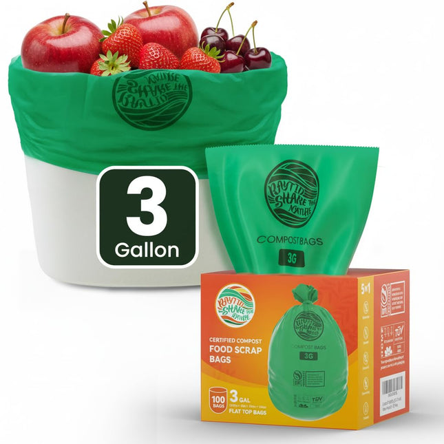 Compost Bags 3 Gallon,100 Count,Compost Food Scrap Waste Bags Fits Countertop Bi