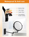 Wall Mounted Makeup Mirror - 1X/10X Magnifying Mirror for Wall, 8 Inch Double Sided 360Â° Swivel Extendable Bathroom Mirror for Shaving, Black