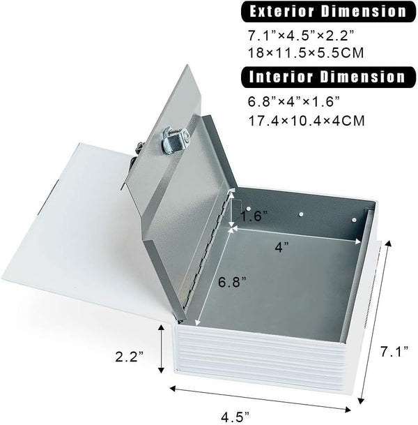 Small Sized Diversion Book Safe Storage Box, Dictionary Secret Safe Can with Security Combination Lock/Key, Diversion Book Hidden Safe (Key,