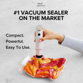 Chef Preserve Compact Vacuum Sealer for Food (Vacuum Sealer Machine + 10 Reusable Vacuum Bags) Powerful Handheld Vacuum Sealer Machine, Seal Meal
