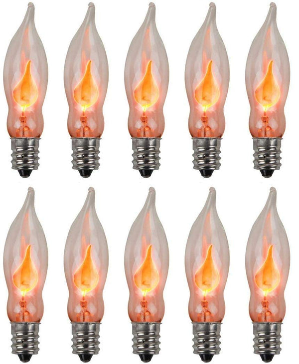 Creative Hobbies A101 Flicker Flame Light Bulb -3 Watt, 130 Volt, E12 Candelabra Base, Flame Shaped, Nickel Plated Base,- Dances with a Flickering