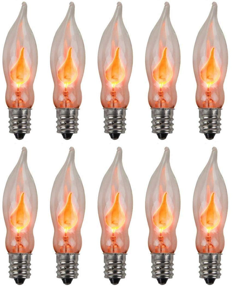 Creative Hobbies A101 Flicker Flame Light Bulb -3 Watt, 130 Volt, E12 Candelabra Base, Flame Shaped, Nickel Plated Base,- Dances with a Flickering