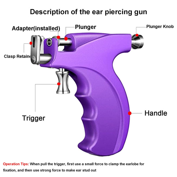 Professional Ear Piercing Gun Kit Reusable for Body Nose Lip Piercing with 16 Pairs Hypoallergenic Earrings (6 Pairs Sterling Silver Stud Earrings