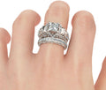 Jeulia Skull Engagement Ring Sets Sterling Silver Promise Eternity Band Rings Diamond Princess Cut with Cubic Zirconia Wedding Engagement