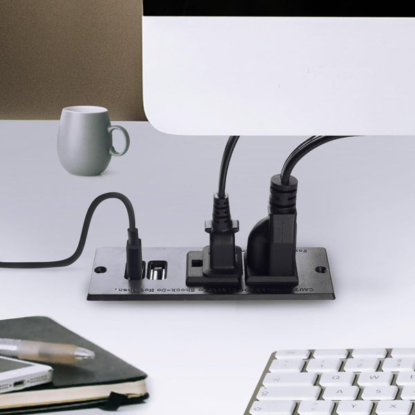 Conference Recessed Power Strip Socket with USB Ports,Table Power Strip,Desktop Charging Station with 2-Outlets and 2 USB Ports USB-A 2AC 2USB