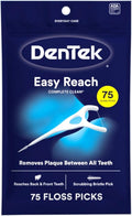 DenTek Complete Clean Easy Reach Floss Picks, No Break & No Shred Floss, 75-Count, 3 Pack 75 Count (Pack of 3) Picks