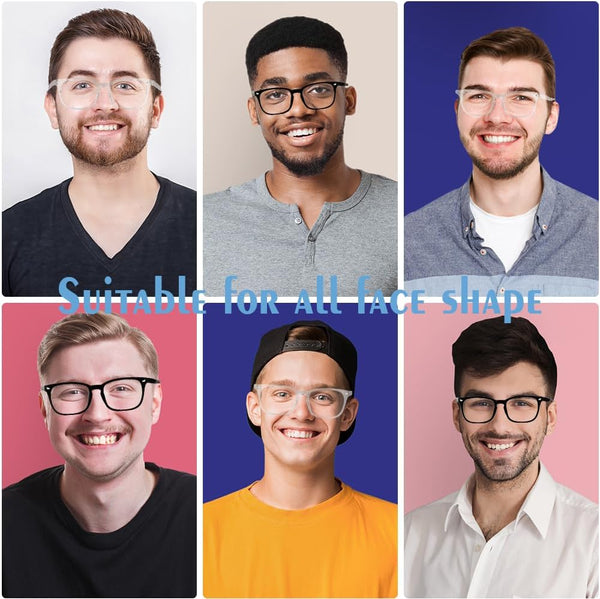 Blue Light Blocking Glasses, 2 Pack Blue Light Glasses Men, Blue Light Glasses Women Eyeglasses Bluelight Eyestrain Black + Clear