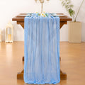 Socomi Blue Summer Cheesecloth Table Runner Light Blue Boho Rustic Gauze 120 Inch 10FT Cheese Cloth Runner for Wedding Party Baby Shower Birthday