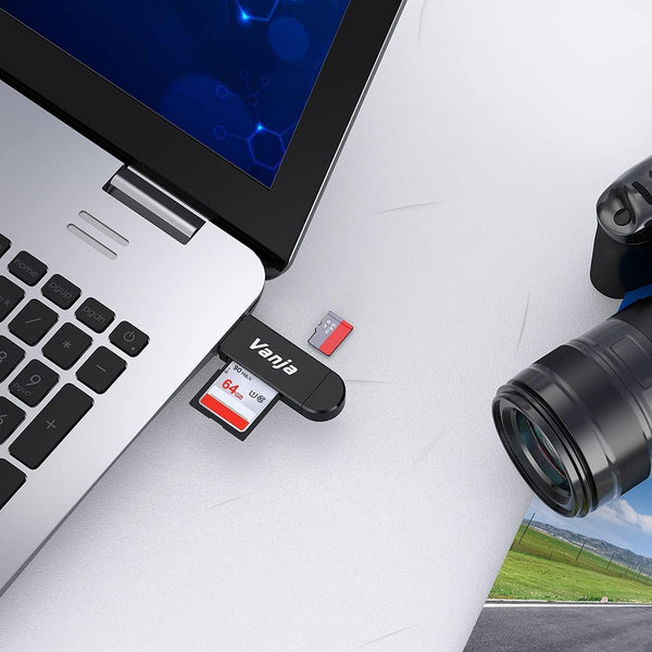 Vanja SD Card Reader USB Camera SD Card Adapter for Micro SD SDXC SDHC MMC UHS-I Cards, Memory Card Reader Support Android/PC/Laptop, Plug & Play