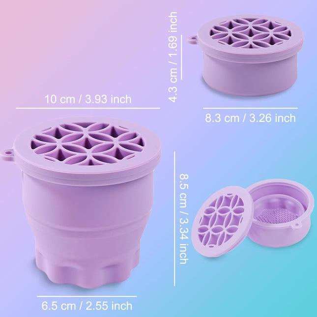 Makeup Brushes Cleaner Mat with Brush Storage Holder, Folding Portable Washing T