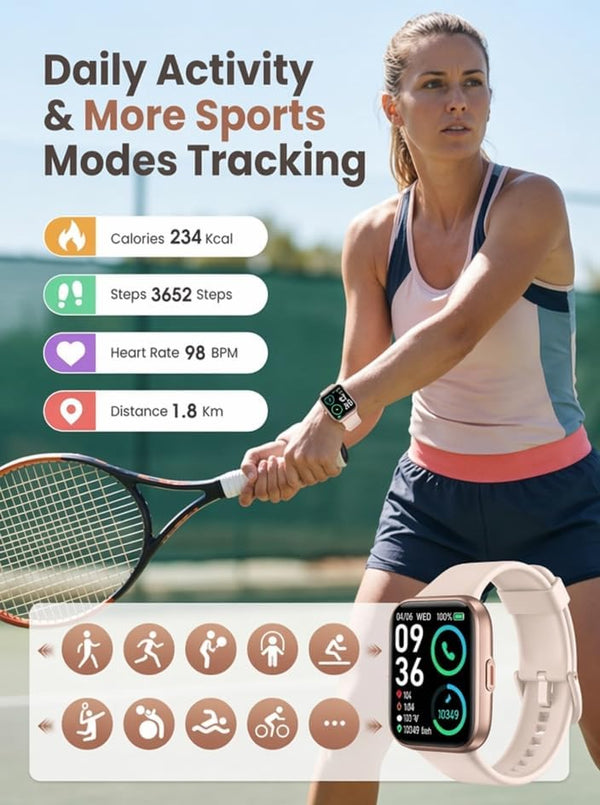SKG Smart Watch for Men Women Android Iphone, with Alexa Built-In & Bluetooth Call(Answer/Make Call) 1.69" Fitness Tracker with IP68 Waterproof,