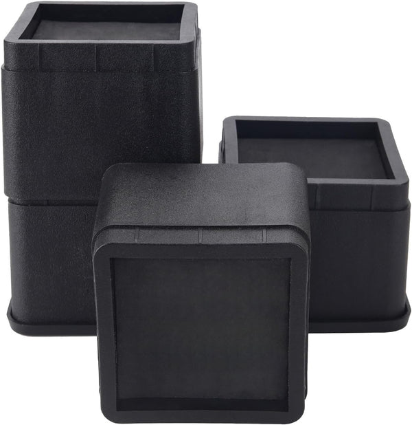 BTSD-home 3 Inch Bed Risers, Heavy Duty Furniture Risers for Under Bed Storage, Dorm, Sofa, Table, Chair and Desk, 4 Pack, Black 3 Inch Black 4 Pack
