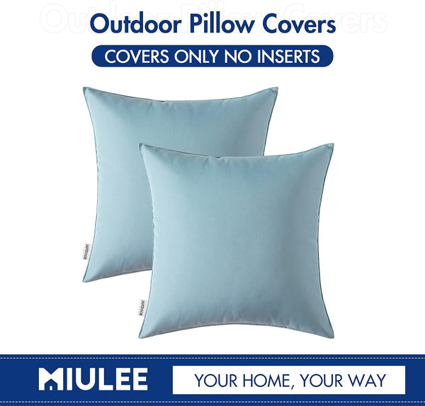 MIULEE Pack of 2 Decorative Outdoor Waterproof Pillow Covers Garden Cushion Sham Throw Pillowcase Shell for Spring Patio Tent Couch 16x16 Inch