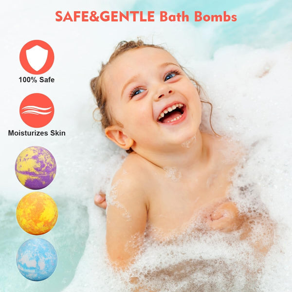 Bath Bombs for Kids with Toys inside for Girls Boys - 12 Set Surprise Bubble Bath Fizzies, Colorful Handmade Kids Safe and Gentle Spa Bath Fizz