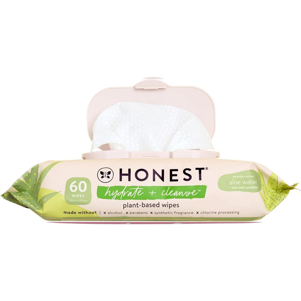 The Honest Company Hydrate + Cleanse Naturally Scented Wipes | Cleansing Multi-Tasking Wipes | 99% Water, Plant Based, Hypoallergenic | Aloe +