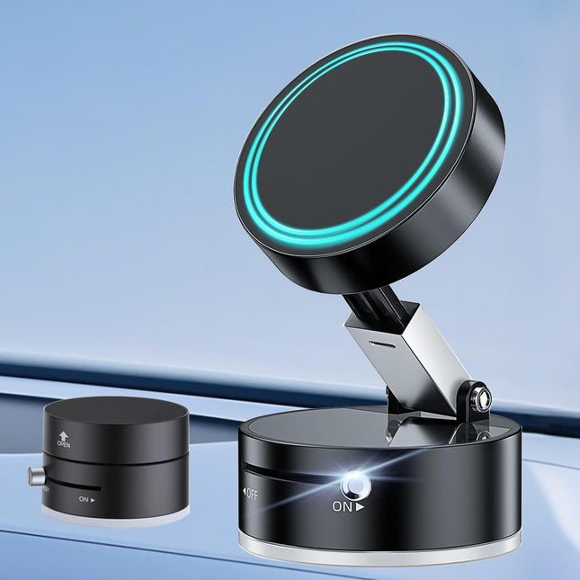 Foldable Magnetic Vacuum Phone Holder, Ultra Strong Suction Cup Phone Mount for Car/Travel/Desktop, Adjustable Vacuum Ma