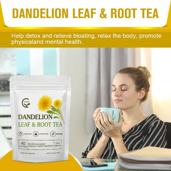 Organic Dandelion Leaf & Root Tea, Supports Kidney Function and Healthy Digestion, Caffeine Free, 40 Tea Bags Dandelion Leaf & Root 40 Count (Pack