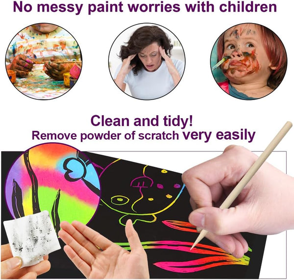 FUNNYB&G Rainbow Scratch Paper Art for Kids - 60 Pcs Magic Rainbow Scratch Paper off Set Scratch Easter Crafts Arts Supplies Kits Pads Sheets for