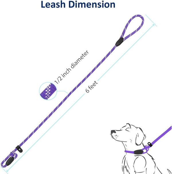WePet Dog Training Slip Leash, No Pull, Durable Reflective Lead, Puppy Heavy Duty Loop Rope, Comfortable Handle, 6 ft, 1/2 inch, diam.