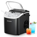 EUHOMY Countertop Ice Maker Machine with Handle, 26lbs in 24Hrs, 9 Ice Cubes Ready in 6 Mins, Auto-Cleaning Portable Ice Maker with Basket and
