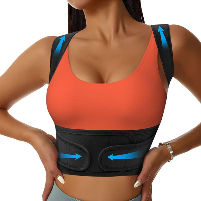 Back Brace Posture Corrector for Men Women (40-45"), Adjustable Full Back Brace and Shoulder Back Straightener, Scoliosi