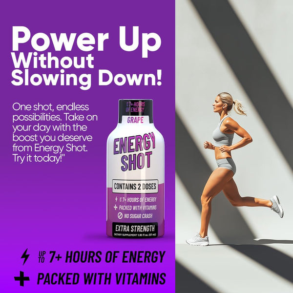 Grade a Quality Daily Energy Shot Ã¢ÂÂ Grape Ã¢ÂÂ 2 Servings Ã¢ÂÂ 260Mg Caffeine, B-Vitamins Ã¢ÂÂ Energy & Productivity Support Ã¢ÂÂ