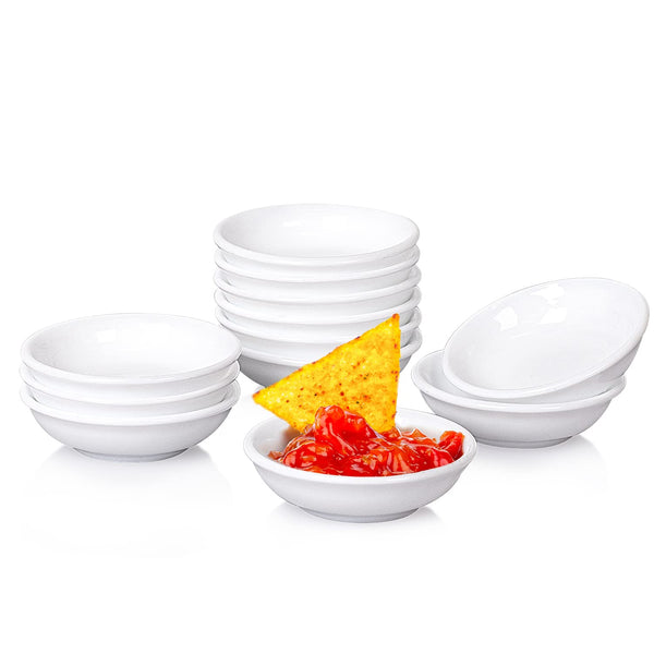 DELLING Dipping Bowls Sets of 12 1.2 Oz Porcelain Dip Soy Sauce Dishes & Bowl Small Cups for Sushi Tomato Sauce, Soy, BBQ -Chip and Dip Serving