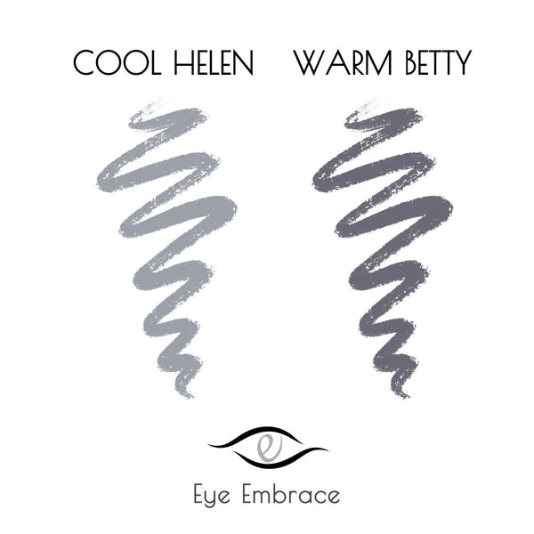 Eye Embrace Light Gray Eyebrow Pencils: Warm Betty & Cool Helen 2 Pack Bundle - Waterproof, Double-Ended Automatic Angled Tip & Spoolie Brush,