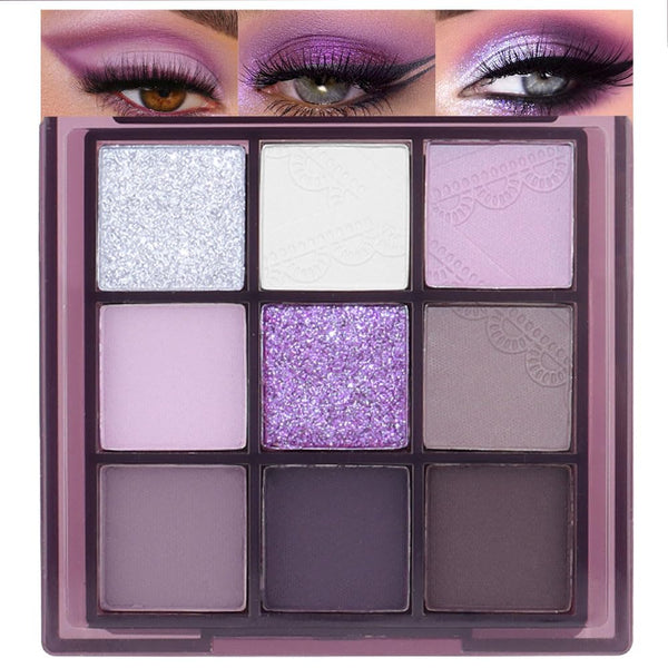 SUAKE Purple Eyeshadow Palette for Eye Makeup,High Pigmented Silver White Tan Grape Brown Color Light Violet Eye Shadow Primers, Matte Shimmer