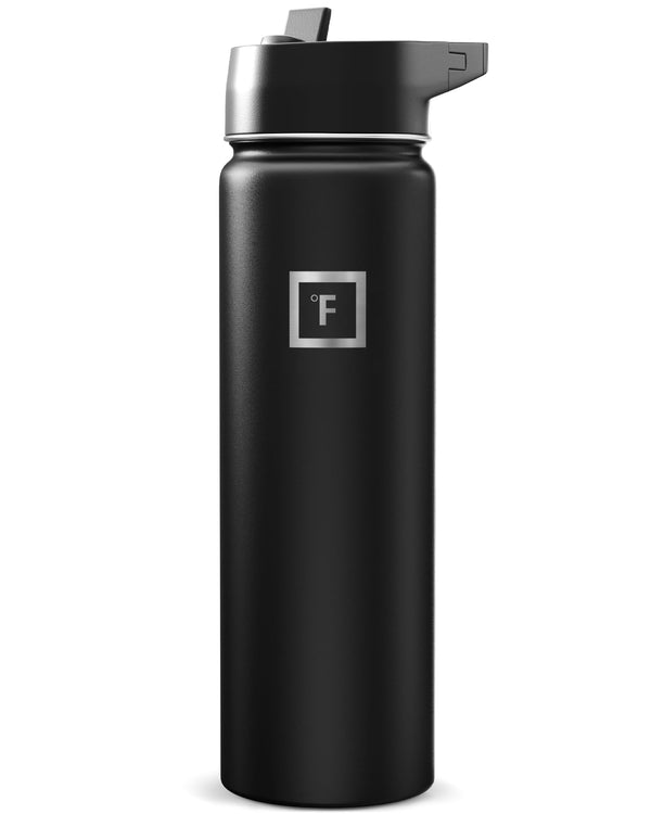 IRON °FLASK 24 oz Wide Mouth Water Bottle with Straw | Insulated Stainless Steel Sports Water Bottle with Leakproof Straw Lid - BPA Free, Cold 24