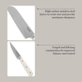 MARTHA STEWART Eastwalk 14 Piece High Carbon Stainless Steel Cutlery Kitchen Knife Block Set w/ABS Triple Riveted Forged Handle Acacia Wood Block