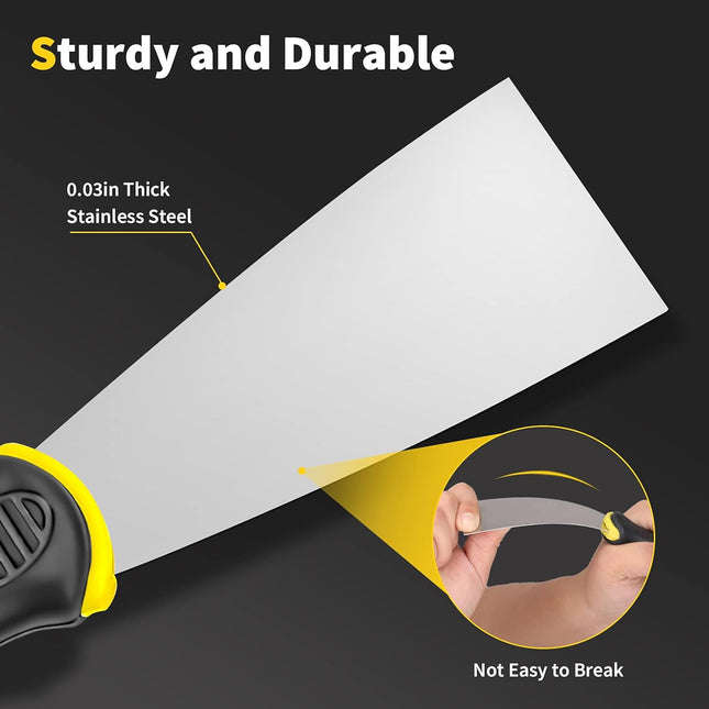 Putty Knife, 4Pcs Spackle Knife Set (2, 3, 4, 5 In), Stainless Steel Paint Scraper, Taping Knife Tool for Repairing Dryw