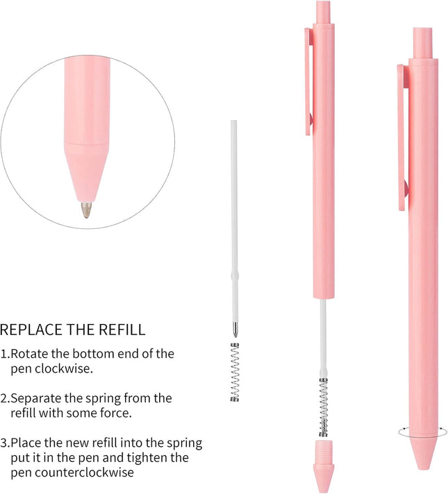 WY WENYUAN 12-Pcs Ballpoint Pens, Comfortable Writing, Pastel Retractable Pretty
