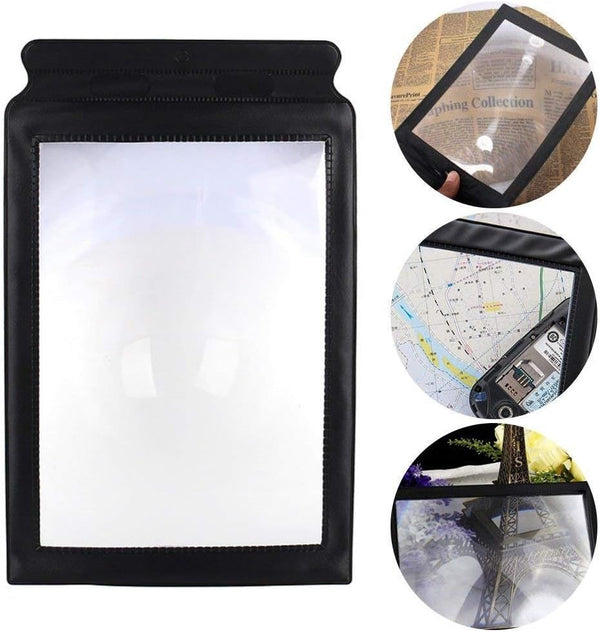 Valuu A4 Magnifier Full Page Reading Magnifier 3X Magnifying Power Large Sheet Magnifying Glass Reading Aid Lens Fresnel for Books Menus