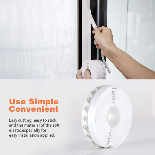 26 Feet Silicone Seal Strip,Door Weather Stripping Door Seal Strip Window Seal Silicone Sealing Tape for Door Draft Stopper Adhesive Tape (White,