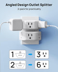 TROND Multi Plug Outlet Extender 2 Pack, Outlet Splitter for Bathroom 3AC-3 Prong Plug, 2 Pack White