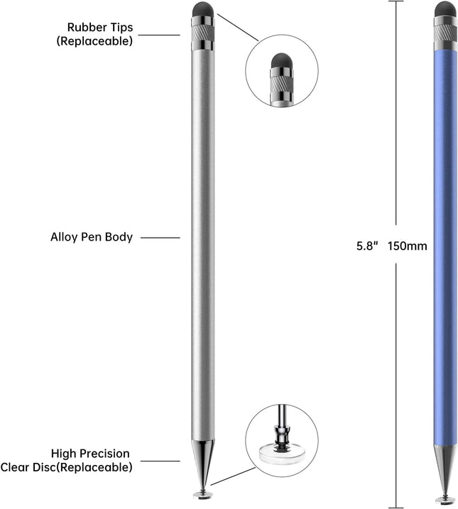 Bopomofo Stylus (5 Pcs), 2-in-1 Stylus Pen for Touch Screen, High Precision and Sensitivity, Suitable for iPhone/ipad/An