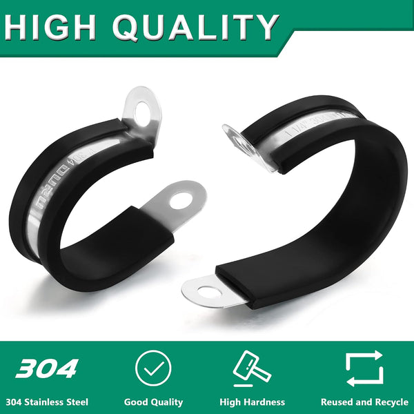OURU 20pcs 5/8 Inch Stainless Steel Cable Clamps,Rubber Coated Cushioned Insulated Cable Clamp,Automotive Cable Wire Clamps,Pipe Clamps,Metal