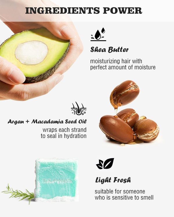 6Pcs Sulfate-Free Shampoo Bars for Dandruff & Oily Hair Control - Natural Solid Shampoo Soap Set (8.46oz Travel Size) - Vegan, Cruelty-Free Hair