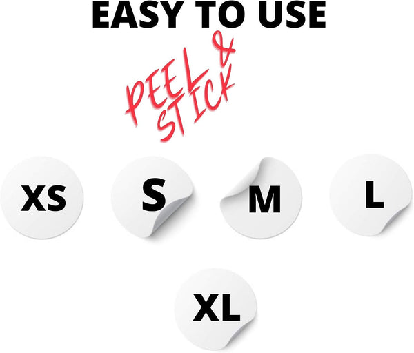 Versatile Self-Adhesive Round Size Stickers | 2000-Pack Multi-Size Labels | 3/4" Diameter XS-XL | Retail Clothing Tag Stickers | White Background