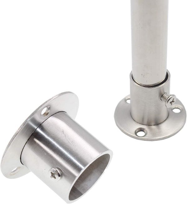 Stainless Steel Closet Rod Holder,ULIFESTAR Shower Curtain Rod Tension Rod Sockets Rod Flange Shelf Brackets,Heavy Duty Metal Shower Wardrobe Pole